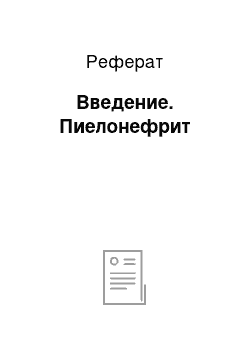 Реферат: Введение. Пиелонефрит