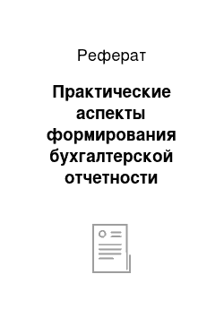 Реферат: Практические аспекты формирования бухгалтерской отчетности