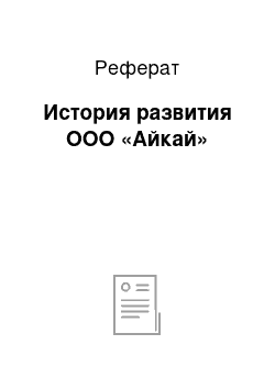 Реферат: История развития ООО «Айкай»