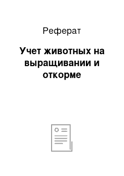 Реферат: Учет животных на выращивании и откорме