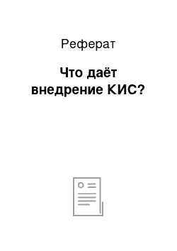 Реферат: Что даёт внедрение КИС?