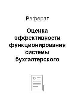 Реферат: Оценка эффективности функционирования системы бухгалтерского учета и внутреннего контроля в организации