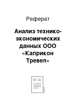 Реферат: Анализ технико-экономических данных ООО «Каприкон Тревел»