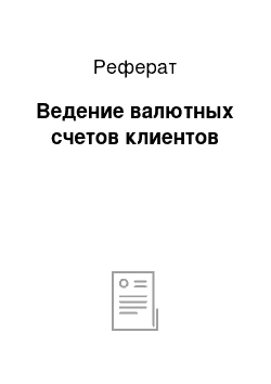 Реферат: Ведение валютных счетов клиентов