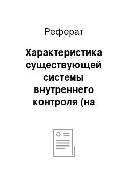 Реферат: Характеристика существующей системы внутреннего контроля (на примере кредитных организаций, зарегистрированных на территории Рязанской области)