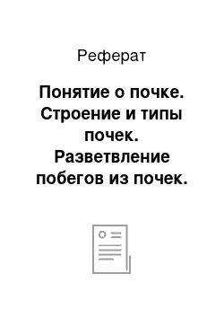 Реферат: Понятие о почке. Строение и типы почек. Разветвление побегов из почек. Почко-и листорасположение