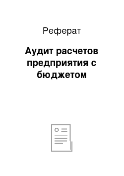 Реферат: Аудит расчетов предприятия с бюджетом