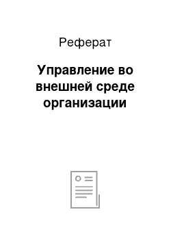 Реферат: Управление во внешней среде организации