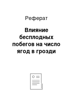 Реферат: Влияние бесплодных побегов на число ягод в грозди