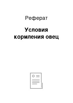 Реферат: Условия кормления овец