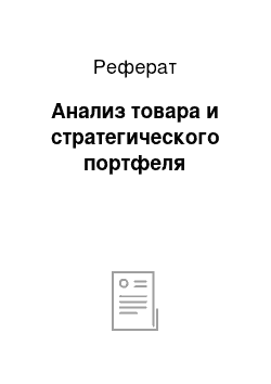 Реферат: Анализ товара и стратегического портфеля