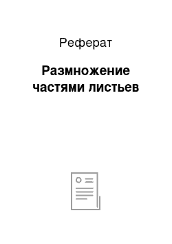 Реферат: Размножение частями листьев