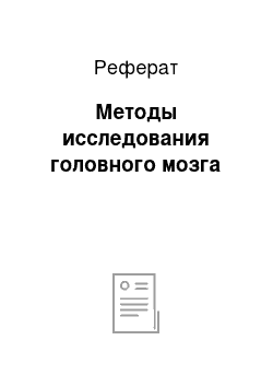 Реферат: Методы исследования головного мозга