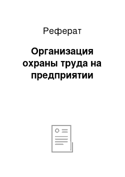 Реферат: Организация охраны труда на предприятии