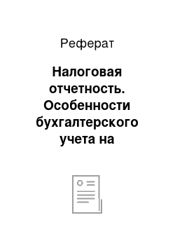 Реферат: Налоговая отчетность. Особенности бухгалтерского учета на предприятии