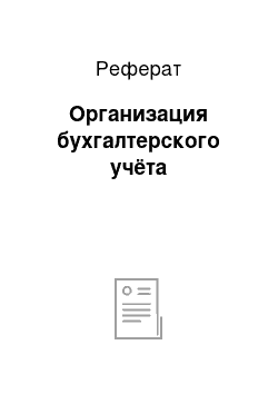 Реферат: Организация бухгалтерского учёта