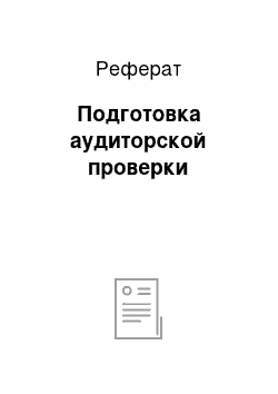 Реферат: Подготовка аудиторской проверки