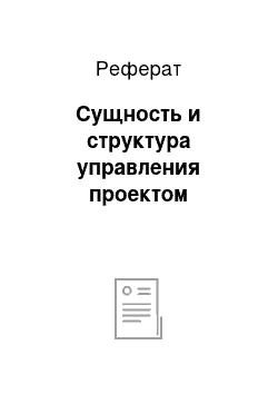 Реферат: Сущность и структура управления проектом