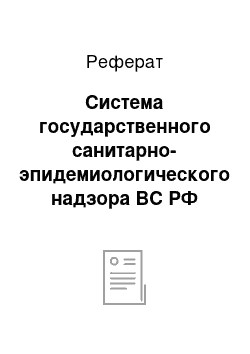 Реферат: Система государственного санитарно-эпидемиологического надзора ВС РФ