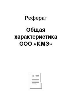 Реферат: Общая характеристика ООО «КМЗ»