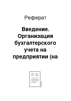 Реферат: Введение. Организация бухгалтерского учета на предприятии (на примере ЗАО "Уралснаб")