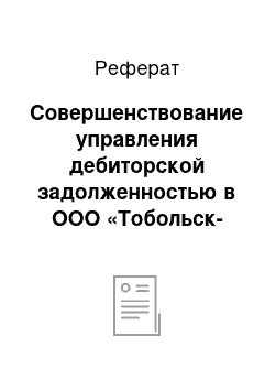 Реферат: Совершенствование управления дебиторской задолженностью в ООО «Тобольск-Нефтехим»