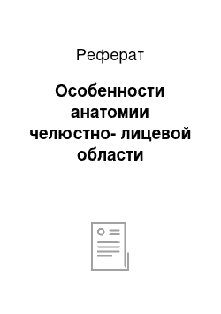 Реферат: Особенности анатомии челюстно-лицевой области