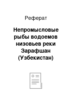 Реферат: Непромысловые рыбы водоемов низовьев реки Зарафшан (Узбекистан)