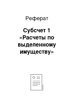 Реферат: Субсчет 1 «Расчеты по выделенному имуществу»