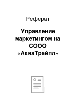 Реферат: Управление маркетингом на СООО «АкваТрайпл»