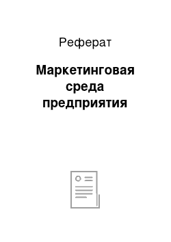 Реферат: Маркетинговая среда предприятия