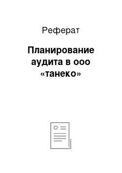 Реферат: Планирование аудита в ооо «танеко»