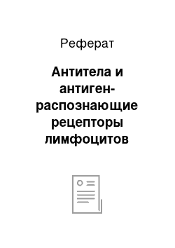 Реферат: Антитела и антиген-распознающие рецепторы лимфоцитов