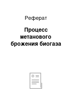 Реферат: Процесс метанового брожения биогаза