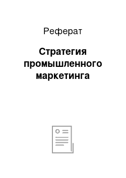 Реферат: Стратегия промышленного маркетинга