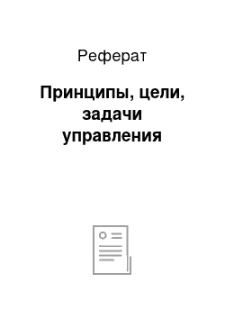 Реферат: Принципы, цели, задачи управления