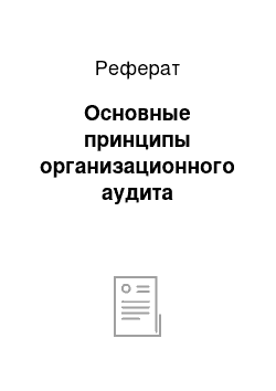 Реферат: Основные принципы организационного аудита