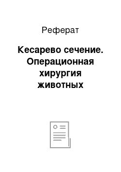 Реферат: Кесарево сечение. Операционная хирургия животных