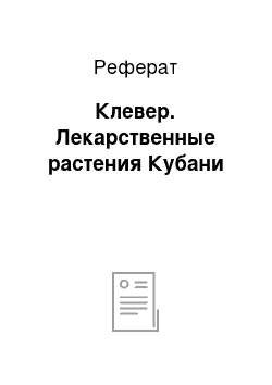 Реферат: Клевер. Лекарственные растения Кубани