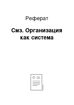 Реферат: Смз. Организация как система