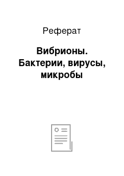 Реферат: Вибрионы. Бактерии, вирусы, микробы