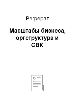 Реферат: Масштабы бизнеса, оргструктура и СВК