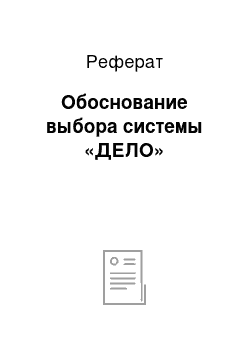 Реферат: Обоснование выбора системы «ДЕЛО»