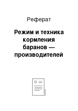 Реферат: Режим и техника кормления баранов — производителей