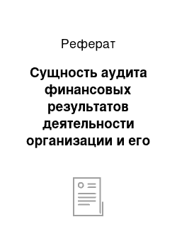 Реферат: Сущность аудита финансовых результатов деятельности организации и его нормативно-правовое регулирование