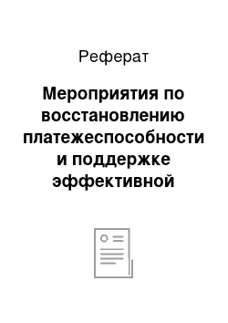 Реферат: Мероприятия по восстановлению платежеспособности и поддержке эффективной хозяйственной деятельности организации