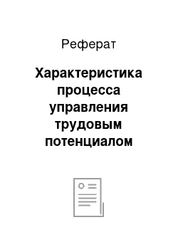 Реферат: Характеристика процесса управления трудовым потенциалом предприятия