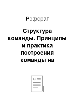 Реферат: Структура команды. Принципы и практика построения команды на предприятии