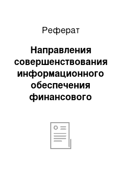 Реферат: Направления совершенствования информационного обеспечения финансового менеджмента организации в современных условиях