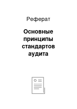 Реферат: Основные принципы стандартов аудита